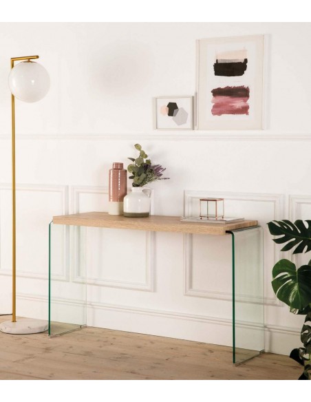CONSOLE 125x40, madeira, vidro curvado NEYDY.