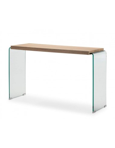 NEYDY CONSOLA 125x40, cristal curvado, roble