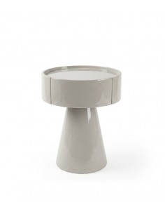 Mesita de Noche Diseño Moderno JAMES lacada Beige Brillo