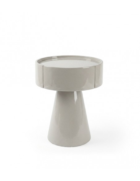 Mesita de Noche Diseño Moderno JAMES lacada Beige Brillo
