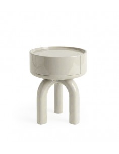 Mesita de noche diseño orgánico ARNOLD lacado en beige
