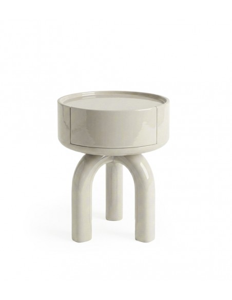 Mesita de noche diseño orgánico ARNOLD lacado en beige