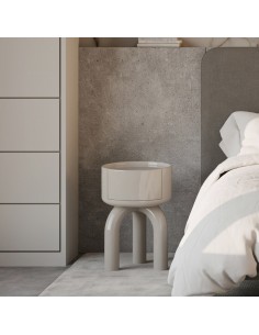 Mesita de noche diseño orgánico ARNOLD lacado en beige 2