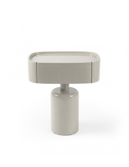 Mesa de cabeceira BENJA com design orgânico, lacada a bege