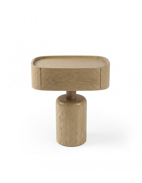 Mesa de cabeceira BENJA, design moderno, carvalho com bordos curvos.
