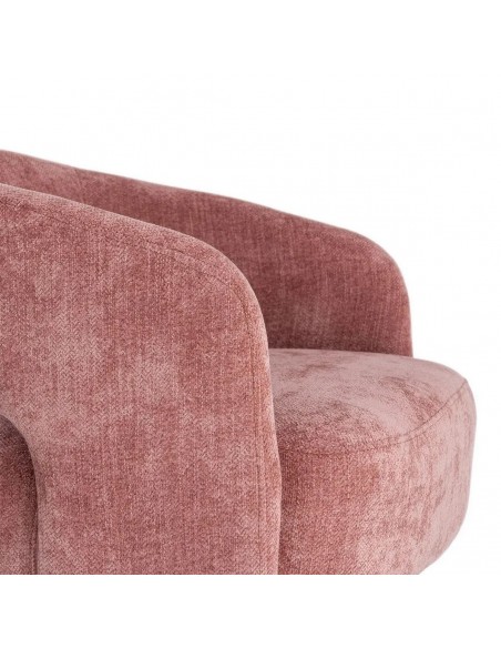Poltrona giratória com base estofada LIRA, design moderno em tecido rosa