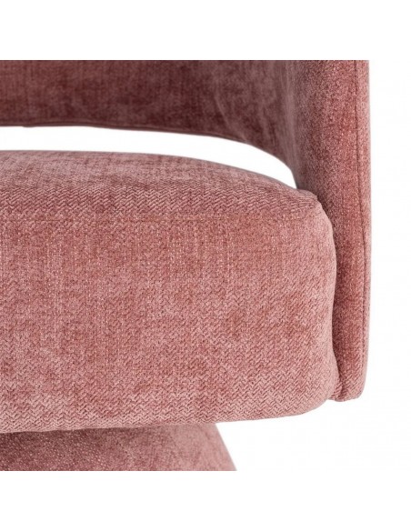 Poltrona giratória com base estofada LIRA, design moderno em tecido rosa