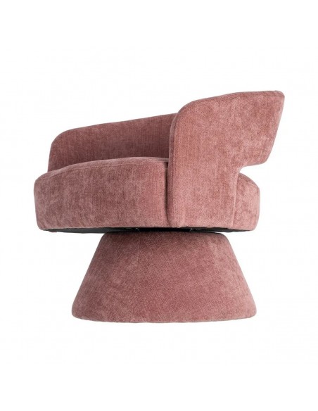 Poltrona giratória com base estofada LIRA, design moderno em tecido rosa