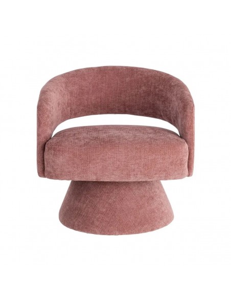 Poltrona giratória com base estofada LIRA, design moderno em tecido rosa