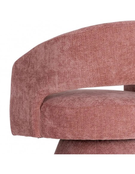 Poltrona giratória com base estofada LIRA, design moderno em tecido rosa