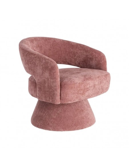 Poltrona giratória com base estofada LIRA, design moderno em tecido rosa