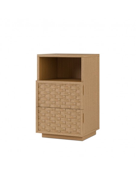 Mesa Cabeceira 40 cm BORNEO Carvalho com 2 gavetas e nicho