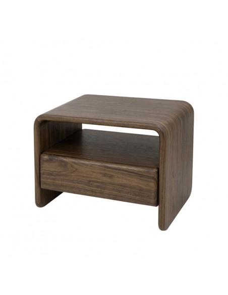 Mesita de Noche Diseño Moderno OWEN Nogal con Cajón