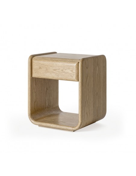 Mesa cabeceira design contemporâneo MASON em carvalho com gaveta.