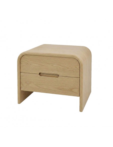 Mesa cabeceira design curvo em carvalho JASPER 66 com 2 gavetas.