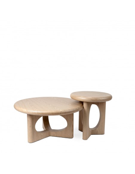 Mesa centro diseño Moderno escultórico ARNAUD 80 en Roble
