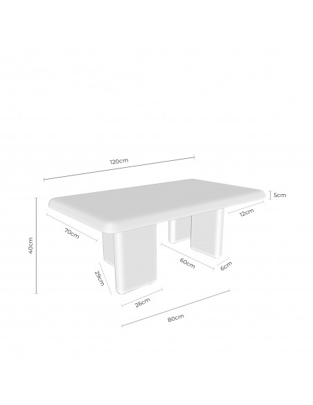 Mesa centro de diseño curvo TYLER 120 x 70 en Roble