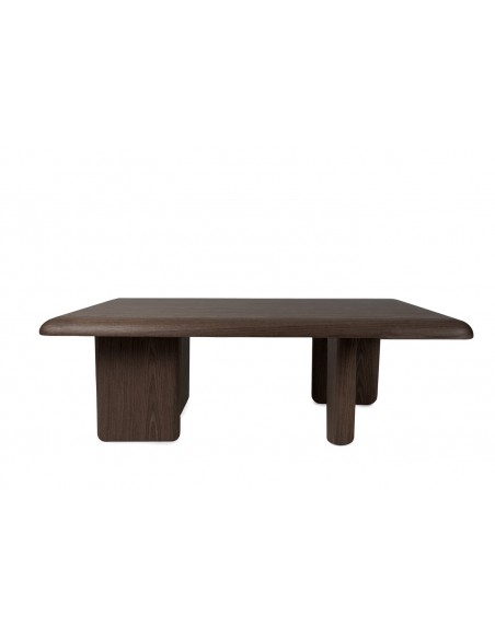 Mesa centro de diseño curvo TYLER 120 x 70 en Nogal