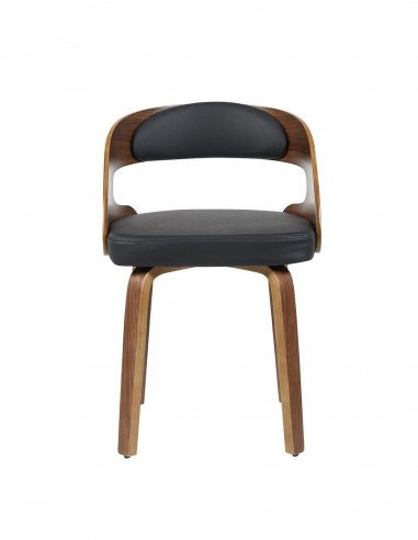 Silla ARRELO madera curva nogal y polipiel...