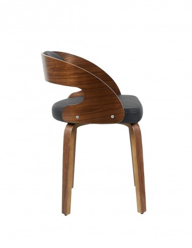 Silla ARRELO madera curva nogal y polipiel...