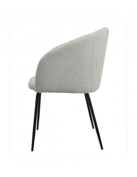 Silla con brazos moderna LAUREN tela gris claro y metal negro