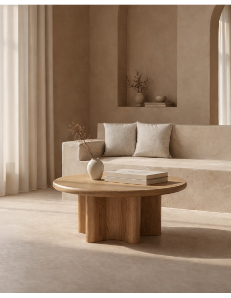 Mesa centro carvalho MATEO 80, design contemporâneo orgânico