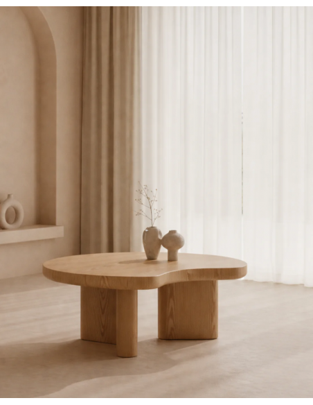 Mesa centro JEROME 80, madera roble diseño orgánico contemporáneo