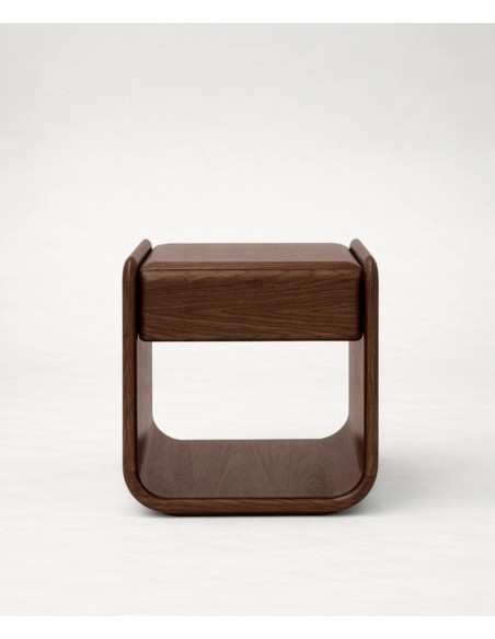 Mesa cabeceira design contemporâneo MASON em nogueira com gaveta.
