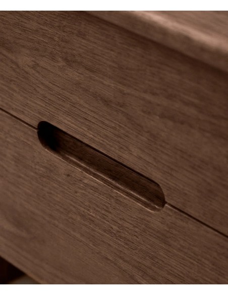 Mesa cabeceira design curvo em nogueira JASPER com 2 gavetas.