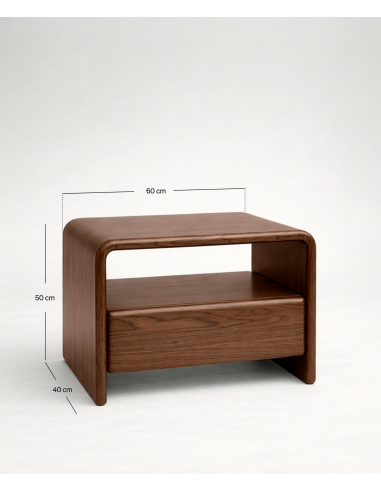 Mesita de Noche Diseño Moderno OWEN Roble con...