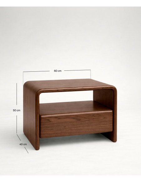 Mesa de cabeceira design moderno OWEN carvalho com gaveta