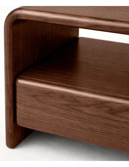 Mesita de Noche Diseño Moderno OWEN Nogal con Cajón