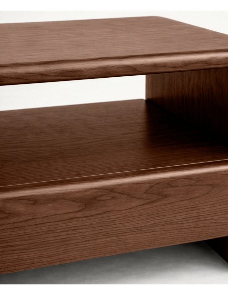 Mesita de Noche Diseño Moderno OWEN Nogal con Cajón