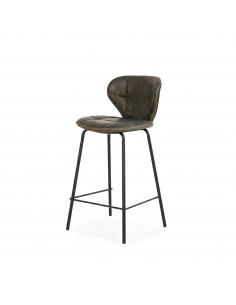 Taburete bar industrial vintage WILLIAM 75, símilpiel gris