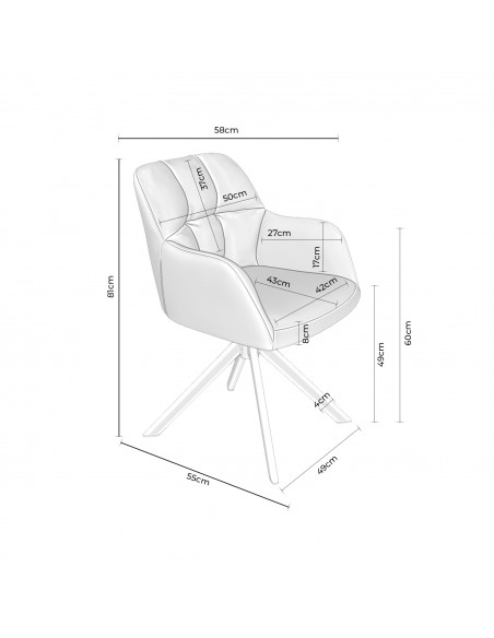 Silla giratoria con brazos de diseño moderno DORIN beige