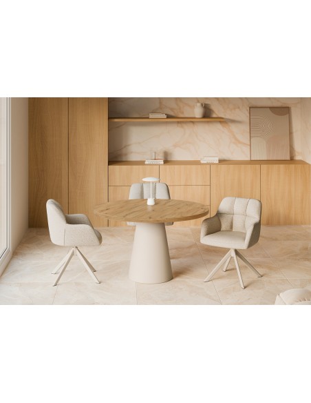 Cadeira giratória com braços design moderno DORIN bege