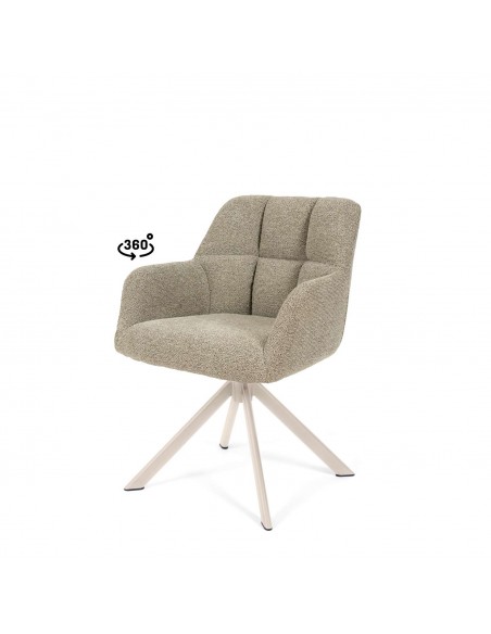 Cadeira giratória com braços design moderno DORIN taupe e bege