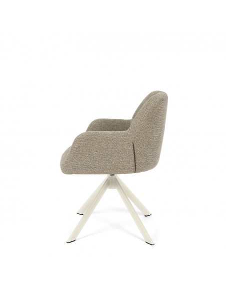 Cadeira giratória com braços design moderno DORIN taupe e bege