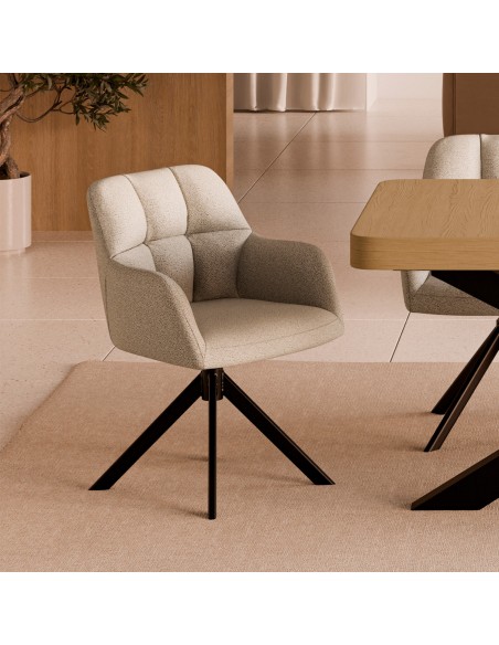 Silla giratoria con brazos de diseño moderno DORIN beige y negro