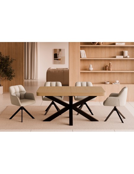 Cadeira giratória com braços design moderno DORIN bege e preto