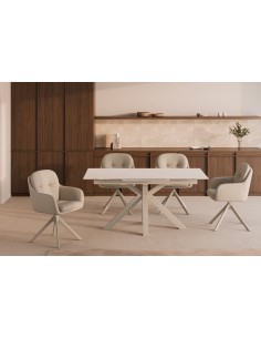 Silla diseño moderno LEX giratoria 360º con brazos en beige 2