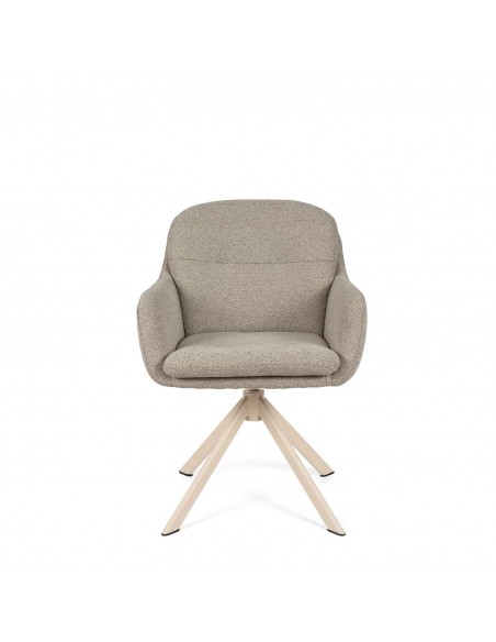 Cadeira LEX giratória 360º com braços moderna taupe e patas bege