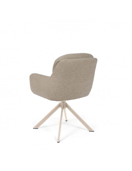Cadeira LEX giratória 360º com braços moderna taupe e patas bege