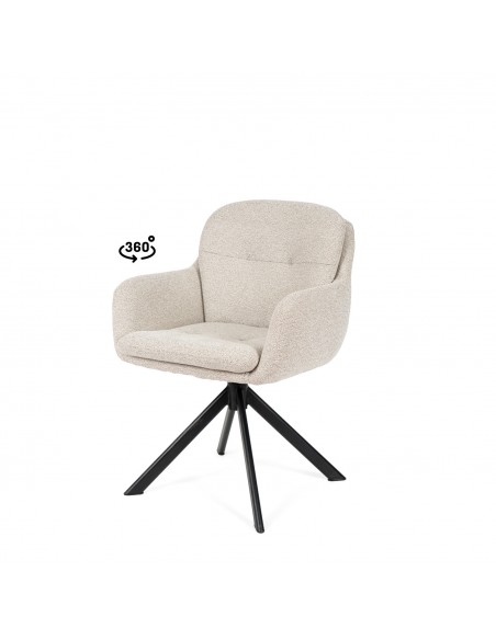 Silla diseño moderno LEX giratoria 360º con brazos en beige y pata negra
