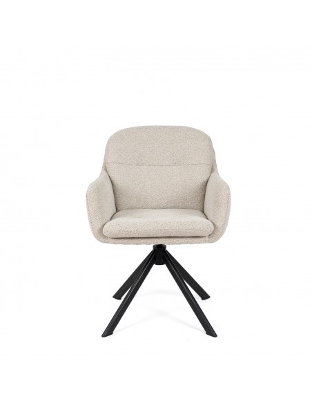 Silla diseño moderno LEX giratoria 360º con brazos en beige y pata negra