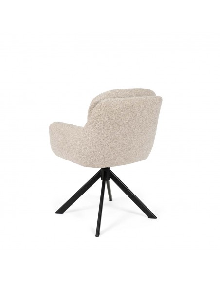 Silla diseño moderno LEX giratoria 360º con brazos en beige y pata negra