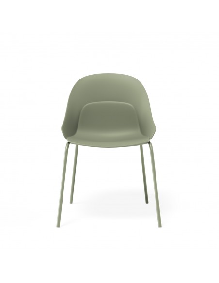 Silla de polipropileno con brazos SEPHORA y patas metálicas