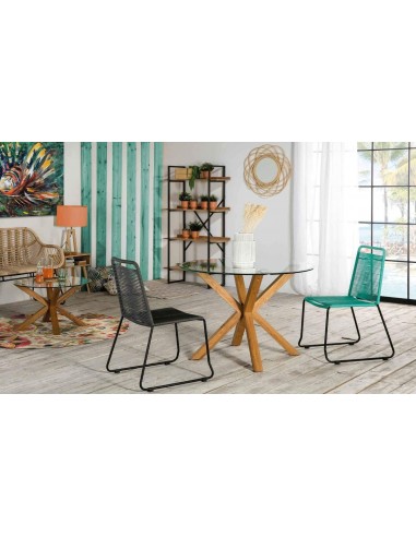 MESA-Redonda de DESIGN Lagos 107, vidro, carvalho