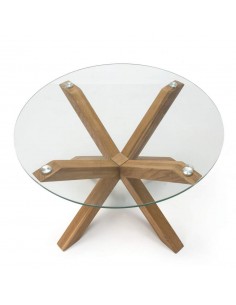 MESA Redonda de DISEÑO Lagos 107, cristal, roble 2