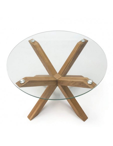 MESA Redonda de DISEÑO Lagos 107, cristal, roble